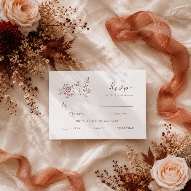 Modern Harvest Pumpkin Wedding RSVP Enclosure Card (Creator Uploaded)