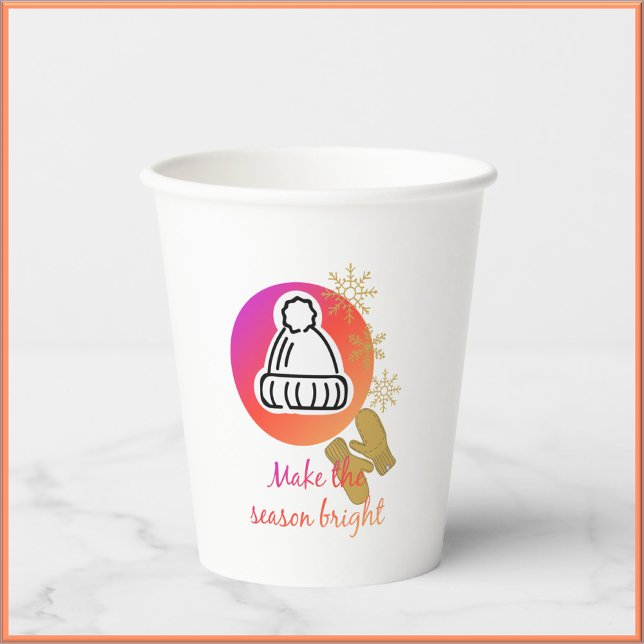 Modern Hat and Mittens Winter Christmas Season Paper Cups (Creator Uploaded)