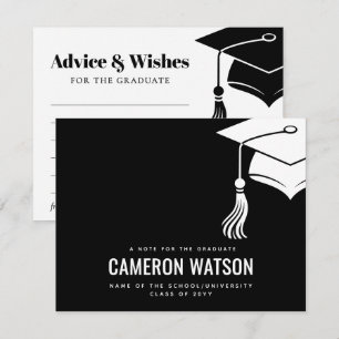 Modern Hat and Tassel Graduation Advice & Wishes Note Card