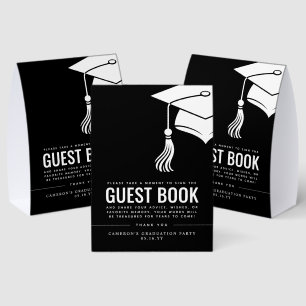 Modern Hat and Tassel Graduation Guest Book Paper Table Tent