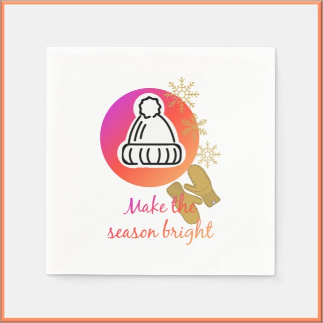 Modern Hat & Mittens Winter Christmas Season Napkins (Creator Uploaded)