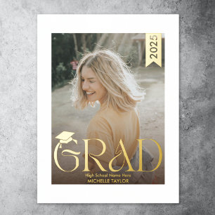 Modern Hat Photo Graduate High School Foil Prints