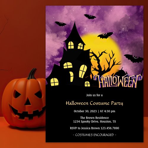 Modern Haunted House Halloween Costume Party Invitation