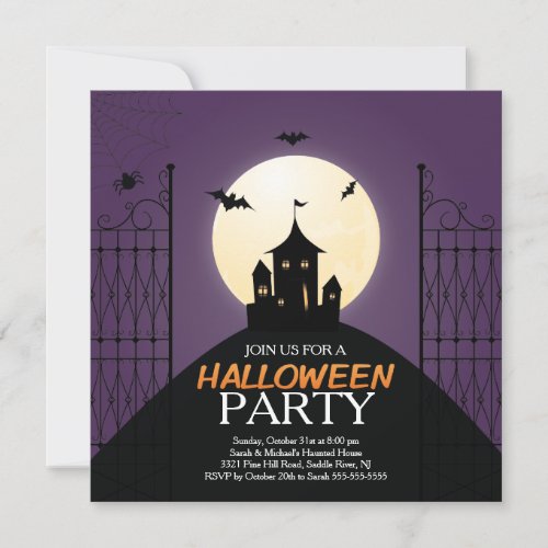 Modern Haunted House Halloween Party Invitation