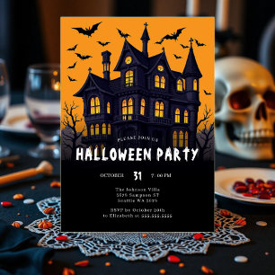 Modern Haunted House Halloween Party Invitation