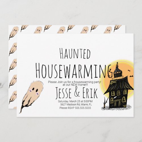 Modern Haunted Housewarming Doodle Party Invitation