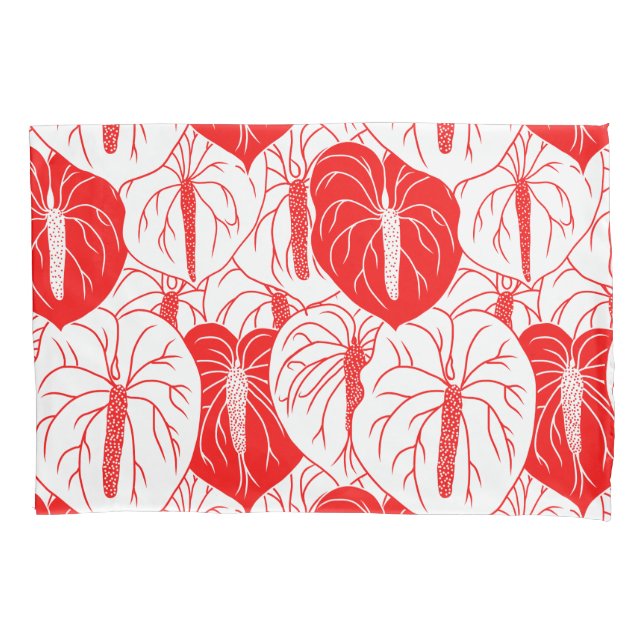 Modern Hawaiian Anthurium print pattern Pillow Case (Front)