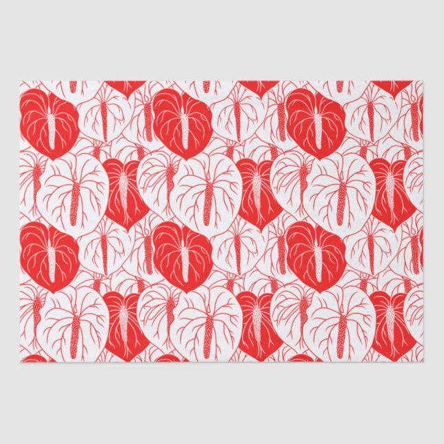 Modern Hawaiian Anthurium print pattern Tissue Paper (Front)