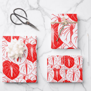 Modern Hawaiian Anthurium print pattern Wrapping Paper Sheets