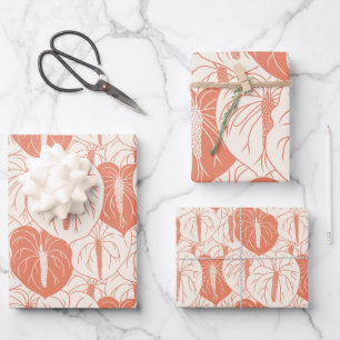 Modern Hawaiian Anthurium print pattern Wrapping Paper Sheets
