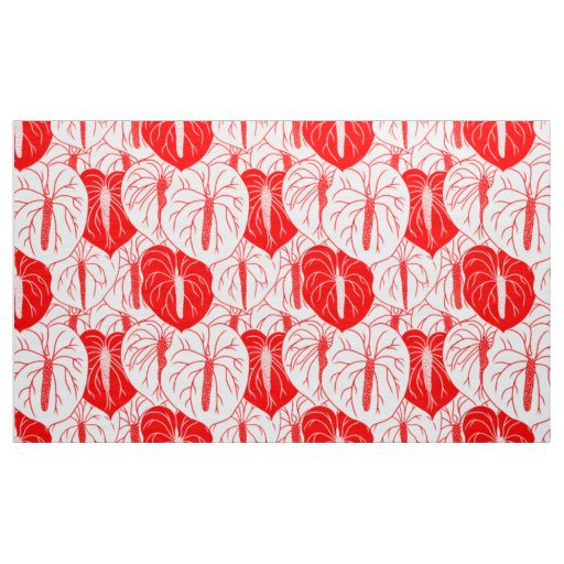 Modern Hawaiian print Anthurium seamless tile  Fabric