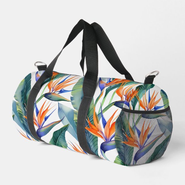 Modern hawaiian print bird of paradise pattern acc duffle bag (Right Corner)