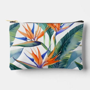 Modern hawaiian print bird of paradise pattern accessory pouch