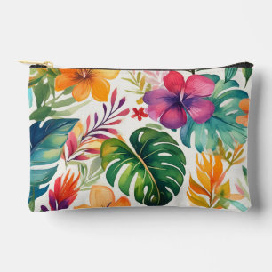 Modern hawaiian print flower pattern accessory pouch