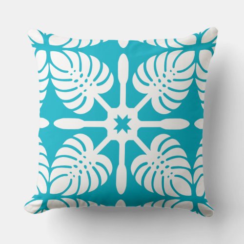 Modern HAWAIIAN QUILT PILLOW_ Monstera Throw Pillow