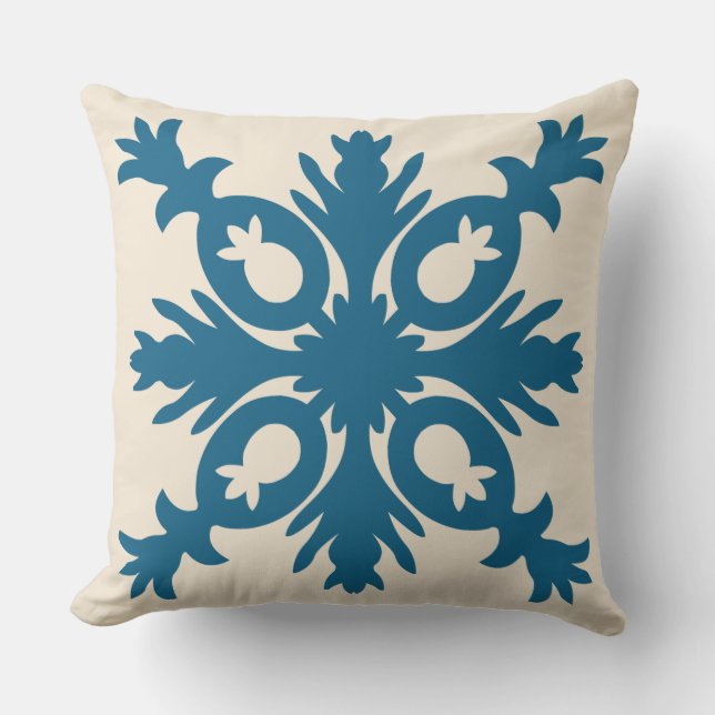 MODERN HAWAIIAN QUILT PILLOW- pineapple Throw Pillow (Front)