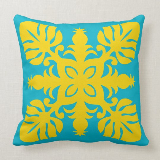 Modern Hawaiian Quilt Pillow Pineapple Throw Pillow Zazzle Com