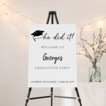 Modern he Did It Graduation Welcome Sign