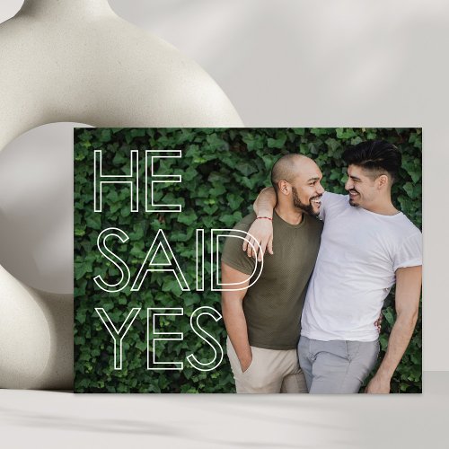 Modern He said Yes Photo Save The Date Announcement Postcard