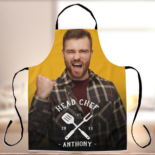 Modern Head Chef Cool Name Men's Apron
