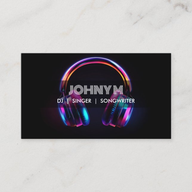 Modern Headphones DJ Songwriter Music Singer Business Card (Front)