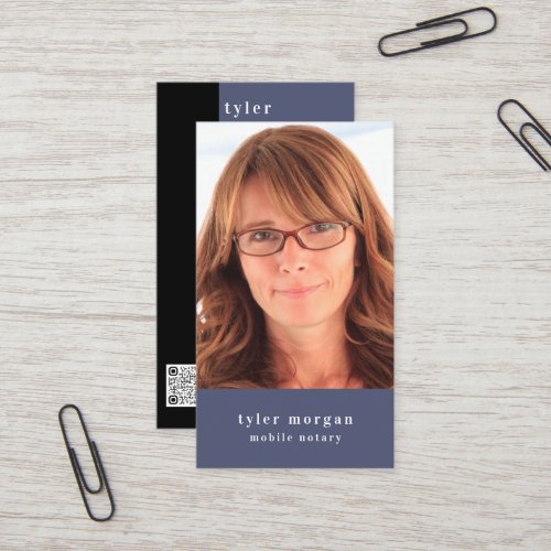 Modern Headshot Photo Mobile Notary Business Card