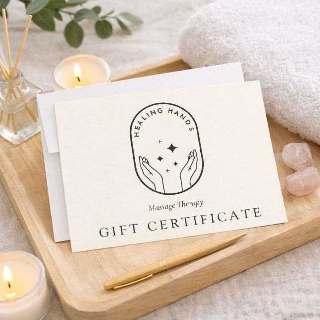 Modern Healing Hands Logo Ivory Gift Certificate Note Card (Creator Uploaded)