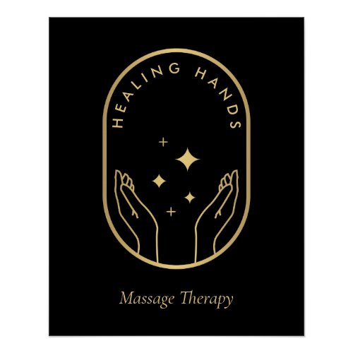 Modern Healing Hands Massage Gold Logo Download Poster