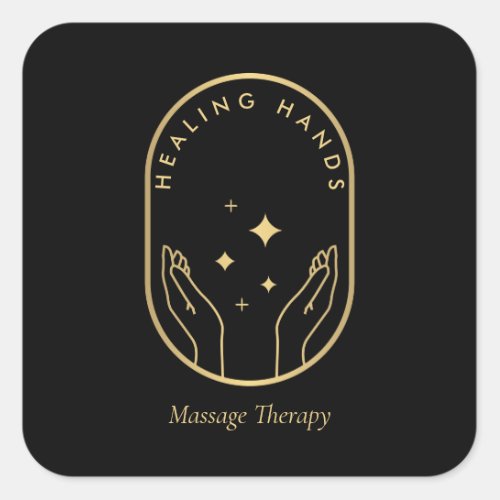 Modern Healing Hands Massage Wellness Gold Logo Square Sticker