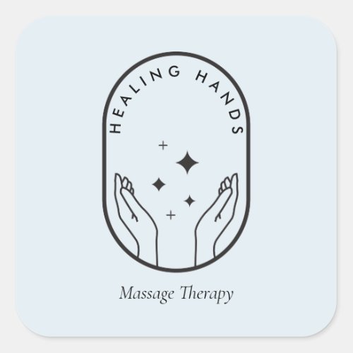 Modern Healing Hands Massage Wellness Logo Blue Square Sticker