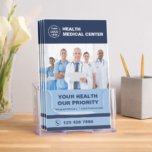 Modern Health Clinic Doctor Blue Tri-Fold Brochure