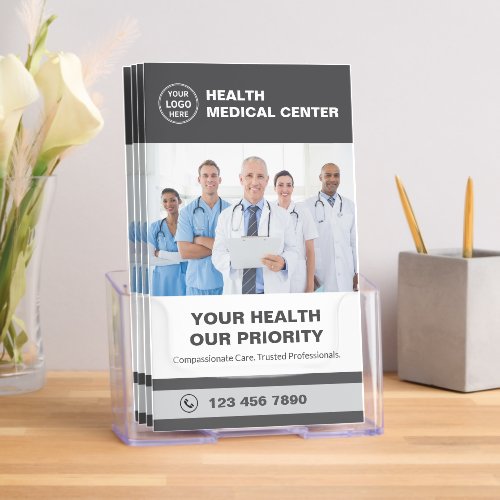 Modern Health Clinic Doctor Gray Tri-Fold Brochure