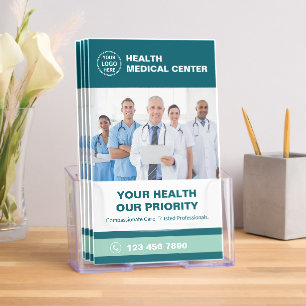Modern Health Clinic Doctor Teal Tri-Fold Brochure