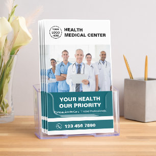 Modern Health Clinic Doctor Teal Tri-Fold Brochure