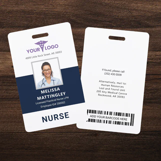 Modern Health Company Employee Logo and Photo ID Badge | Zazzle