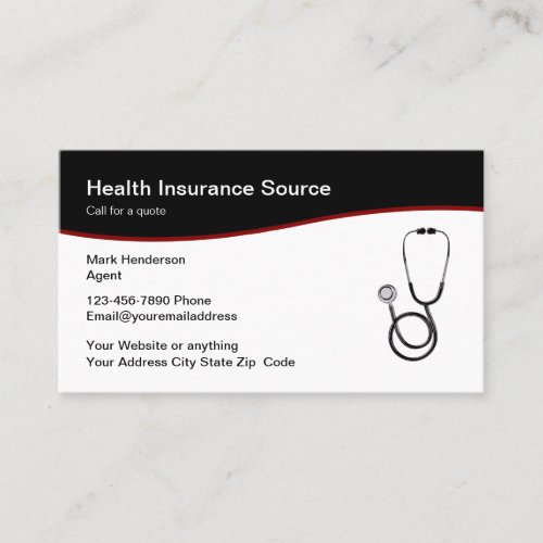 Modern Health Insurance Rep Business Card