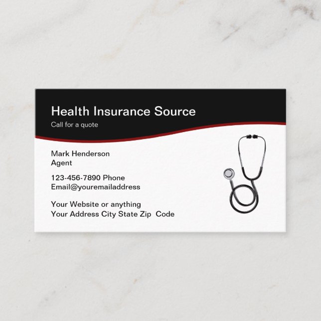 Modern Health Insurance Rep Business Card (Front)