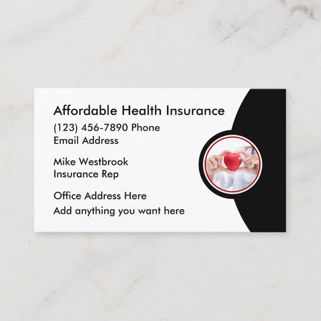 Modern Health Insurance Rep Business Cards (Front)