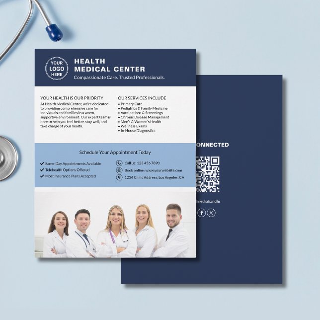 Modern Healthcare Clinic Doctor Template Logo QR Flyer (Modern Healthcare Clinic Doctor Template Logo QR Flyer)