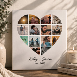 Modern Heart 14 Photo Collage Love Family Faux Canvas Print