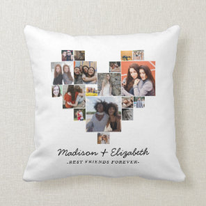 Modern Heart 18 Photo Collage Best Friends Forever Throw Pillow