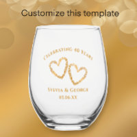 Modern Heart 40th Wedding Anniversary Personalized