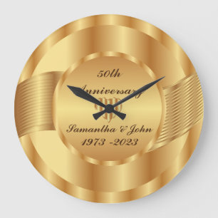 Modern Heart 50th Gold Wedding Anniversary Large C Clock