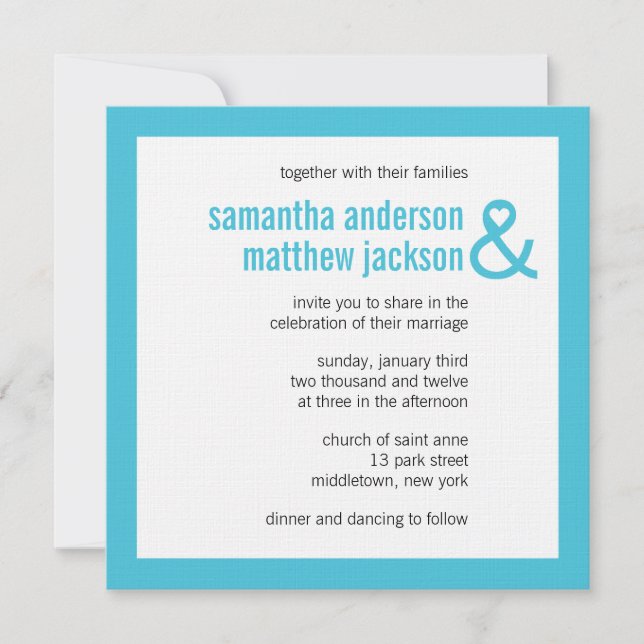 Modern Heart Ampersand Wedding Invitation (Front)