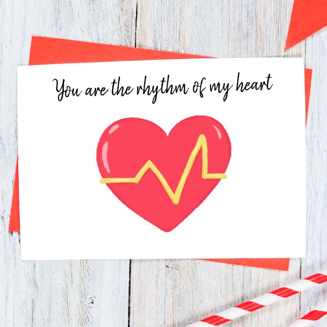 Modern Heart and Cardiogram Note Card (Creator Uploaded)