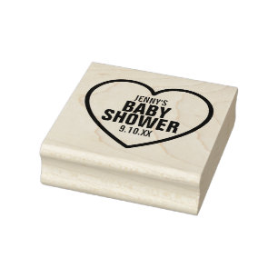 Modern Heart Baby Shower Sprinkle Favor Rubber Stamp