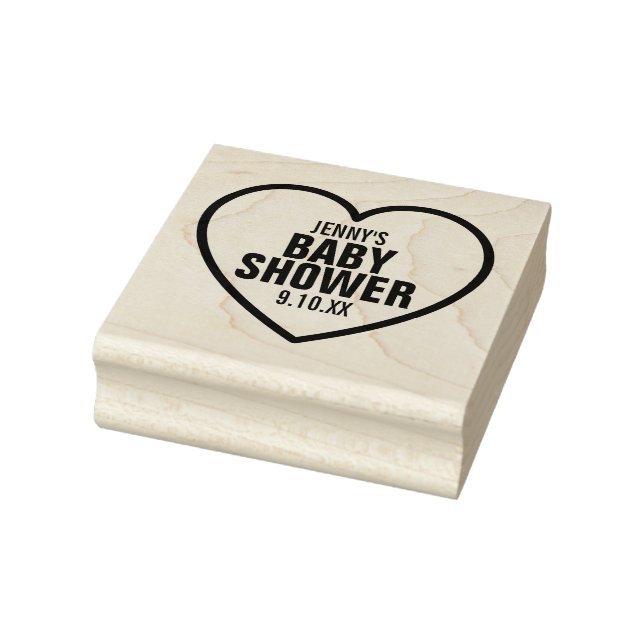 Modern Heart Baby Shower Sprinkle Favor Rubber Stamp (Stamp)