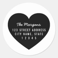 Modern Heart Background Family Home Return Address Classic Round Sticker