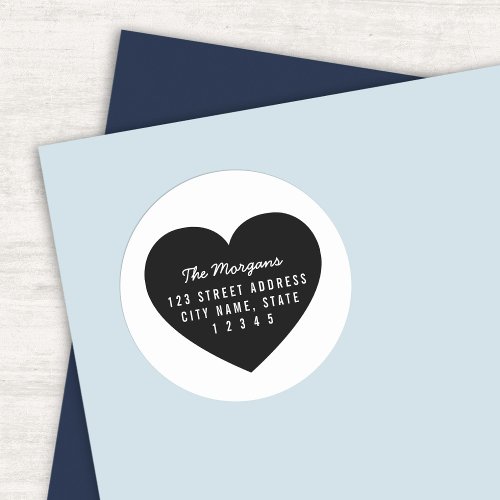 Modern Heart Background Family Home Return Address Classic Round Sticker