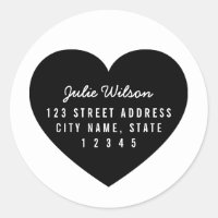 Modern Heart Background Personal Home Address Classic Round Sticker